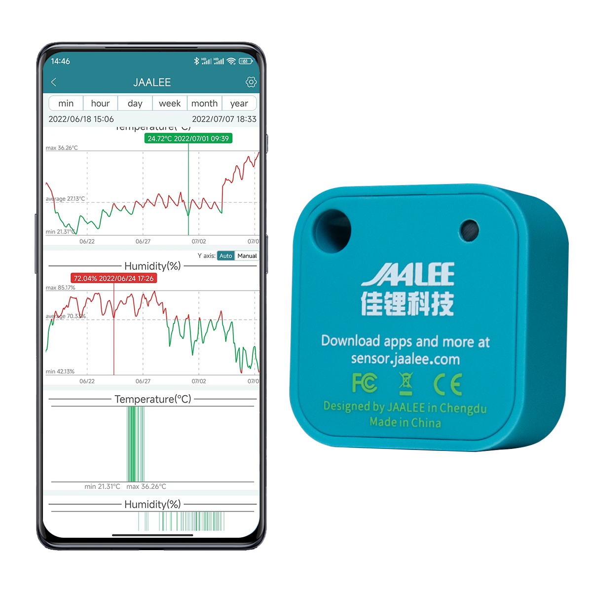 Digital Hygrometer Probe - Jaalee JHT Temperatur/Feuchte/Taupunkt/VPD Sensor Thermometer/Hygrometer Logger